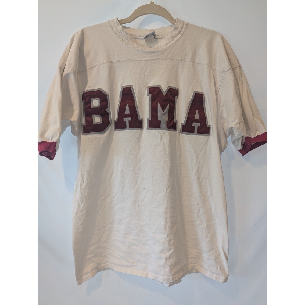 Vintage Signature Sportswear Alabama Bama T-Shirt White Crimson Made in USA